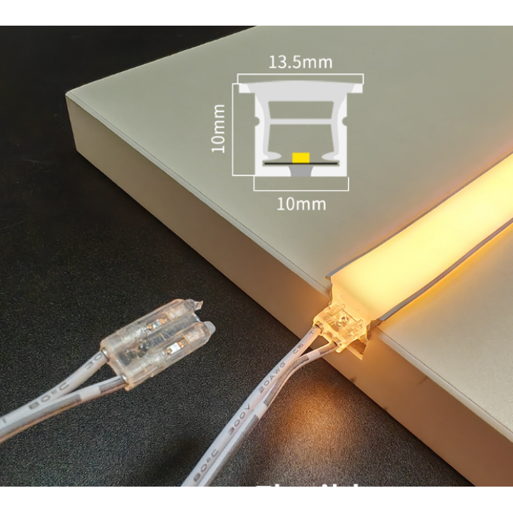 Flexi Neon LED 10x10 mm 12V Silikon Şerit – 3000K Günışığı – Sök Tak Kablolu – 1 Metre