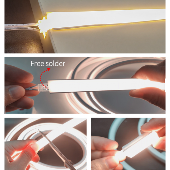 Flexi Neon LED 10x10 mm 12V Silikon Şerit – 3000K Günışığı – Sök Tak Kablolu – 1 Metre