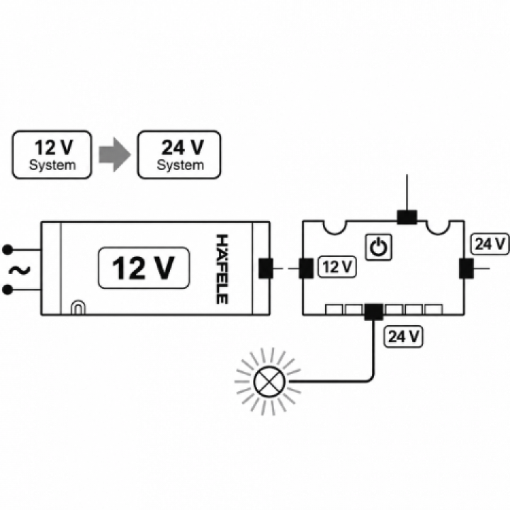 Hafele Loox5 Dönüştürücü 12 V - 24 V 60 W 6 Çıkışlı Siyah