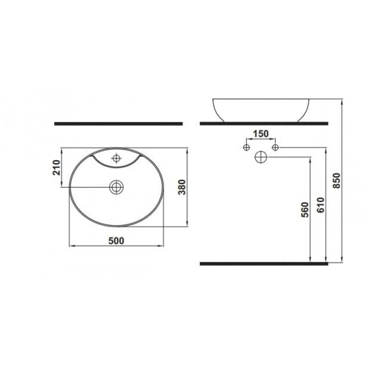 Hafele Lotus Tezgah Üstü Çanak Banyo Lavabosu Parlak Beyaz 500x415x135 mm