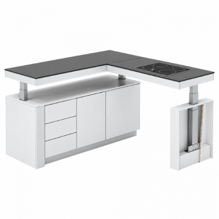 Hafele Elektrikli Asansörlü Uç Çerçeve 660 mm 60 kg Gri