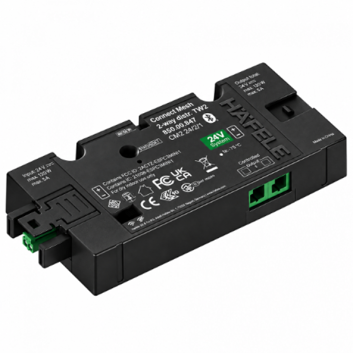 Hafele Connect Mesh Sensör Girişli Dağıtıcı 24 V 120 W 2 Çıkışlı Siyah