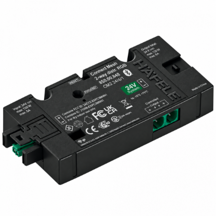 Hafele Connect Mesh 2 Çıkışlı Sensör Girişli Dağıtıcı RGB 24 V 120 W Siyah