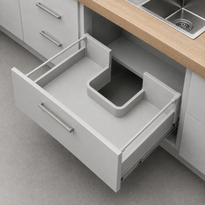 Hafele Matrix Box P Yavaşlatıcılı Bordürlü Eviye Altı Çekmece Sistemi 350 mm Gri