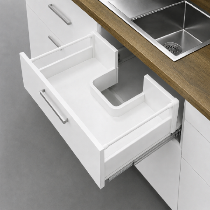 Hafele Matrix Box P Yavaşlatıcılı Bordürlü Eviye Altı Çekmece Sistemi 350 mm Beyaz