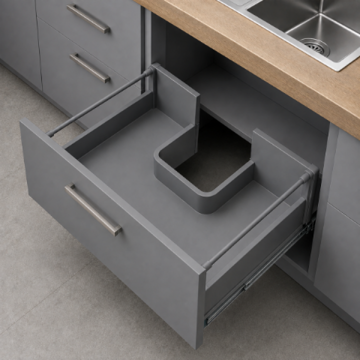Hafele Matrix Box P Yavaşlatıcılı Bordürlü Eviye Altı Çekmece Sistemi 350 mm Antrasit