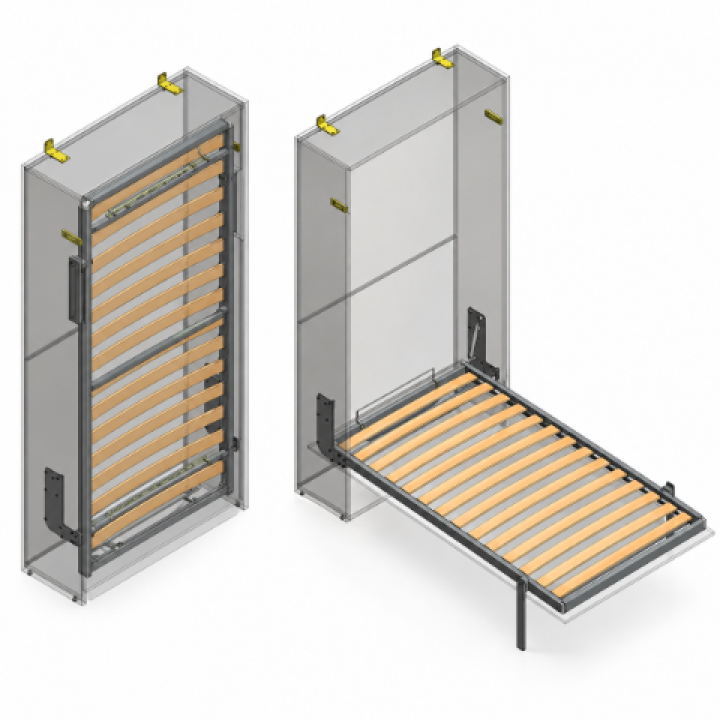 Hafele LETTO 01 Tek Kişilik Dikey Katlanır Yatak Mekanizması 920 × 2000 mm Gri