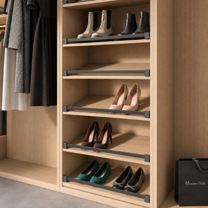 Hafele Kesseböhmer CONERO Ayakkabı Galeri Rayı 1114 × 24 × 38 mm Siyah