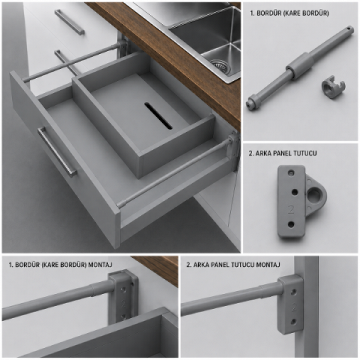 Hafele Matrix Box P Yuvarlak Yan Bordür 300 mm Antrasit