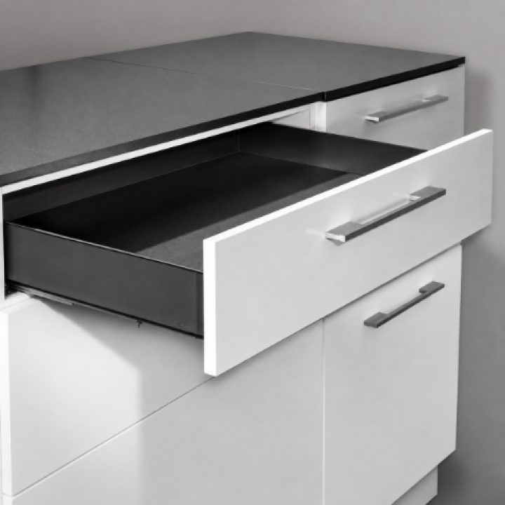 Hafele MINIMALIST Yavaşlatıcılı Tam Açılım Çekmece Sistemi H90 mm 300 mm Antrasit