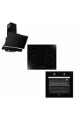 Hafele Luce Ankastre Set 6 | 60 cm Siyah Cam Ankastre Fırın + 60 cm Elektrikli Cam Ocak + 60 cm Eğik Cam Davlumbaz