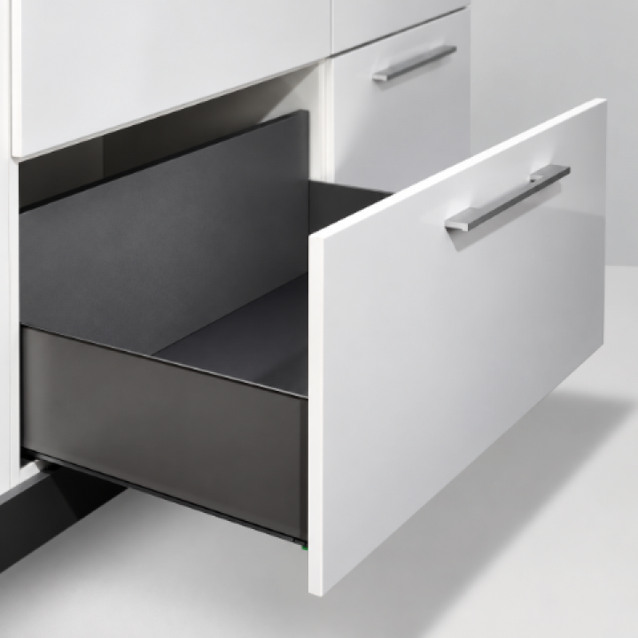 Hafele MINIMALIST Yavaşlatıcılı Tam Açılım Çekmece Sistemi H175 mm 300 mm Antrasit