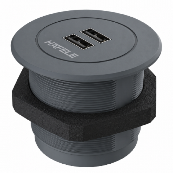 Hafele PORT 2 x USB-A Şarj Ünitesi 12 V Antrasit