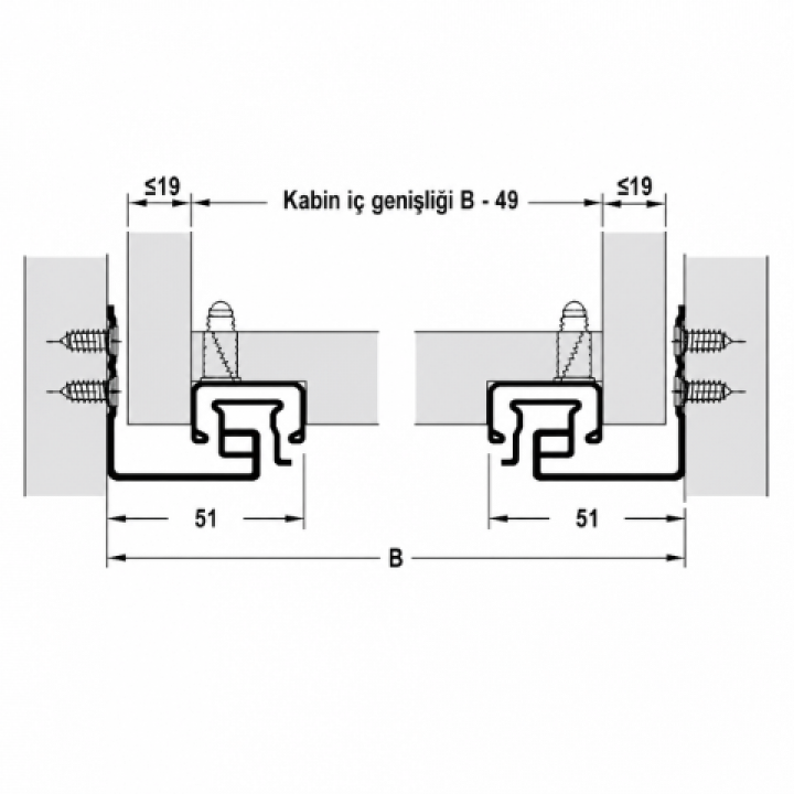 Hafele Matrix UM A30 Gizli Ray Tam Açılım Bas-Aç 300 mm