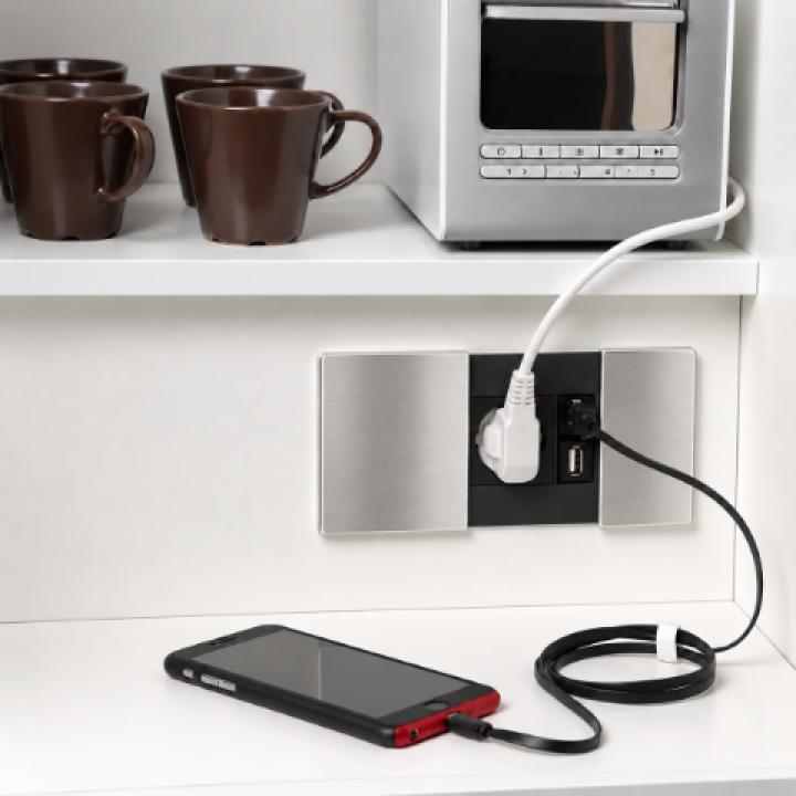 Hafele V-PAD Priz Sistemi Paslanmaz Çelik