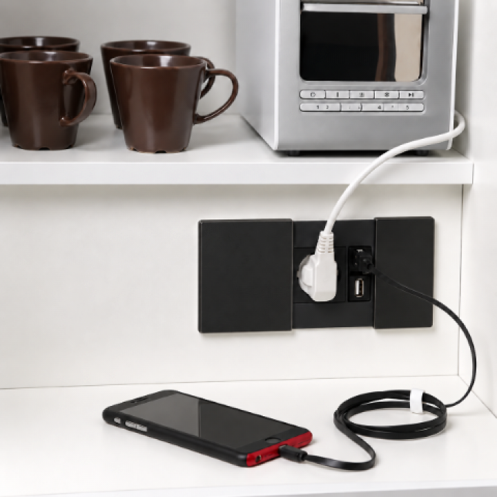 Hafele V-PAD Priz Sistemi Siyah