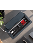 Hafele GOO DUAL Masaüstü Priz Sistemi 2 x Priz + 1 x UPS + 1 x CAT6 + 1 x CAT3 + 1 x USB-A + 1 x USB-C + 1 x HDMI Antrasit