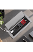 Hafele GOO DUAL Masaüstü Priz Sistemi 2 x Priz + 1 x UPS + 1 x CAT6 + 1 x CAT3 + 1 x USB-A + 1 x USB-C + 1 x HDMI Mat Eloksal