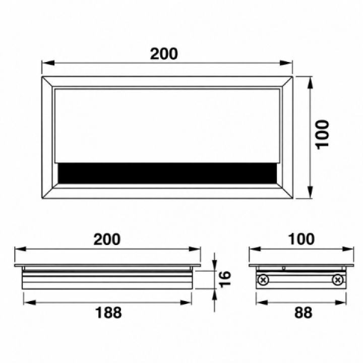 Hafele EXIT Dikdörtgen Kablo Kapağı 100 x 200 mm Mat Eloksal