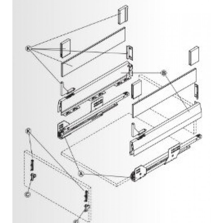 Häfele Matrix Box P Tam Açılım Raylı Şeffaf Cam Bordürlü Çekmece Seti Yavaşlatıcılı 450 mm Beyaz