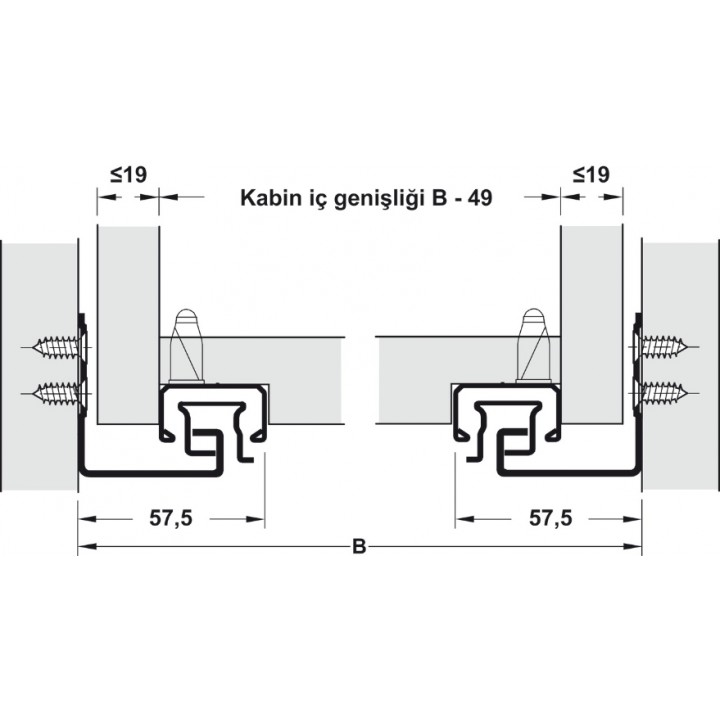 Hafele POW Gizli Ray Tam Açılım Yavaşlatıcılı 350 mm