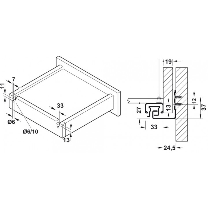Hafele POW Gizli Ray Tam Açılım Yavaşlatıcılı 500 mm