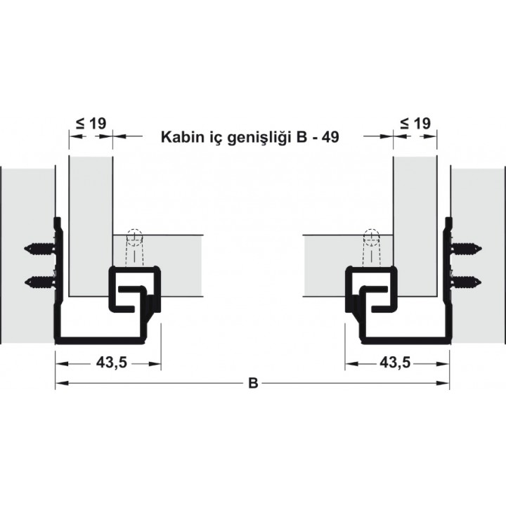 Hafele POW Gizli Ray Tek Açılım Yavaşlatıcılı 400 mm