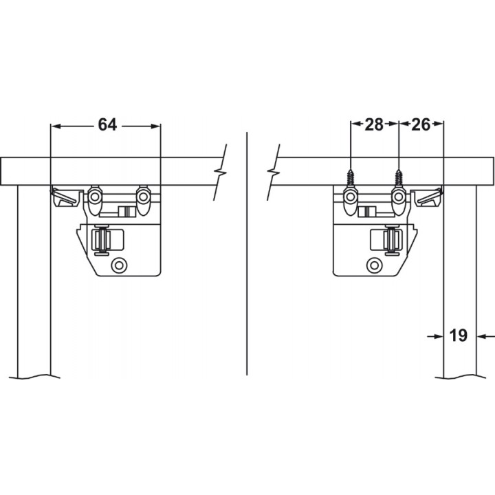 Hafele POW Gizli Ray Tek Açılım Yavaşlatıcılı 350 mm