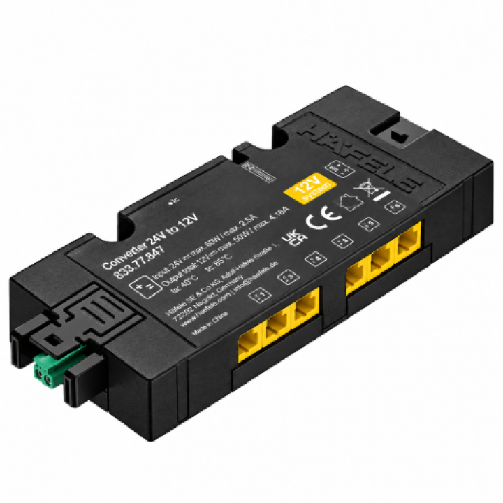 Hafele Loox5 Dönüştürücü 24 V - 12 V 60 W 6 Çıkışlı Siyah