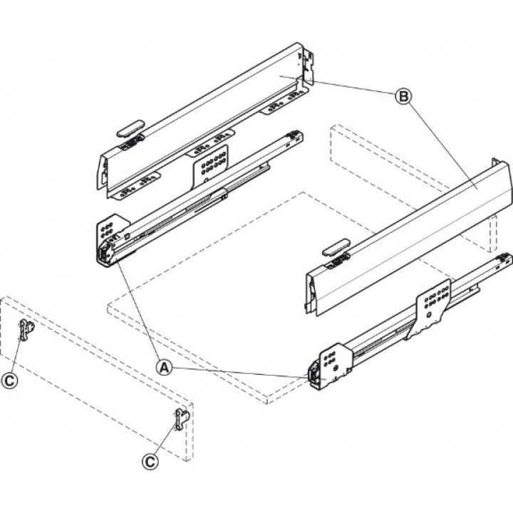 Hafele Matrix Box P Çift Yanaklı Çekmece Sistemi 450 mm Gri
