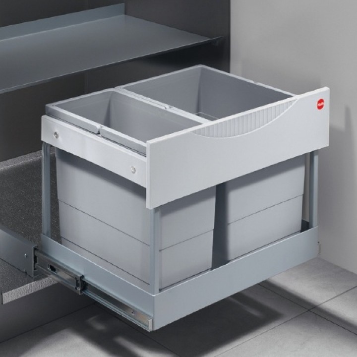 Hafele RAUMSPAR-TANDEM 12 + 18 Litre Dolap İçi Çöp Kovası Gri 