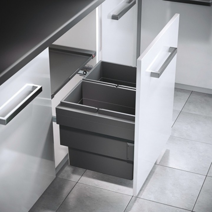 Hafele CARGO SYNCHRO 600 28 + 28 Litre Dolap İçi Çöp Kovası Antrasit
