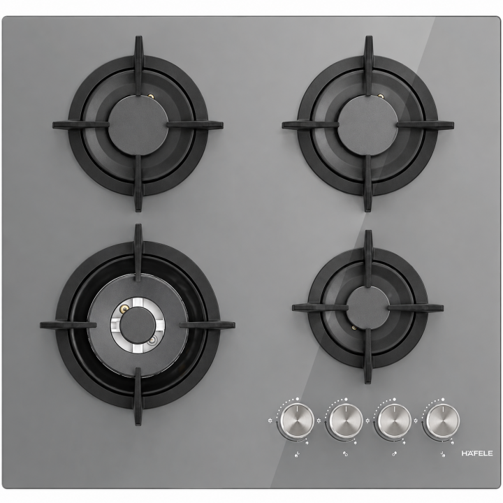 Hafele ORION II 60 cm Gri Cam Ankastre Gazlı Ocak