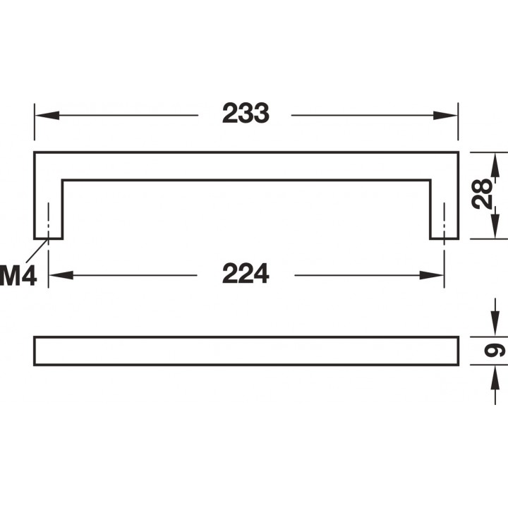 Hafele Strap Kulp 224 mm Paslanmaz Çelik