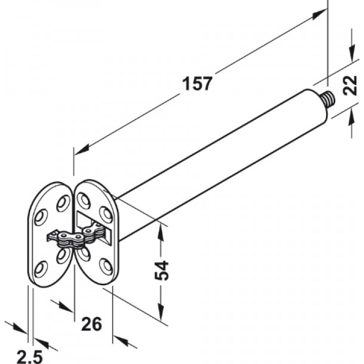 Hafele Gizli Kapı Kapatıcı 850 mm Parlak Pirinç