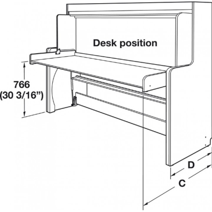 Hafele TAVOLETTO Katlanır Yatak ve Masa Mekanizması 900 × 2000 mm Paslanmaz Çelik