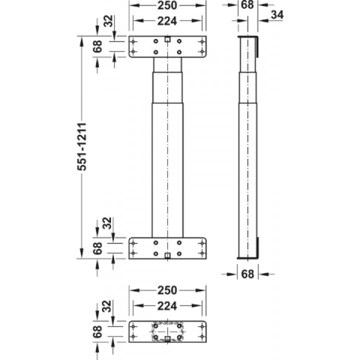Hafele Elektrikli Asansörlü Uç Çerçeve 660 mm 60 kg Gri