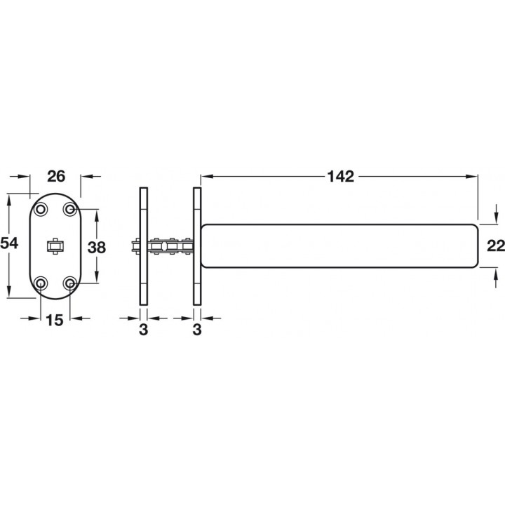 Hafele Gizli Kapı Kapatıcı 850 mm Parlak Pirinç