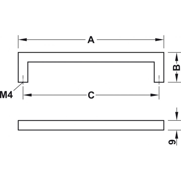 Hafele Strap Akslı Kulp 320 mm Mat Siyah