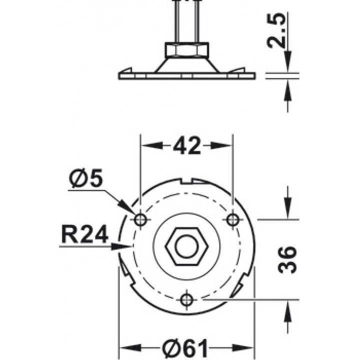 Hafele Paslanmaz WC Kabin Ayağı 135 - 175 mm