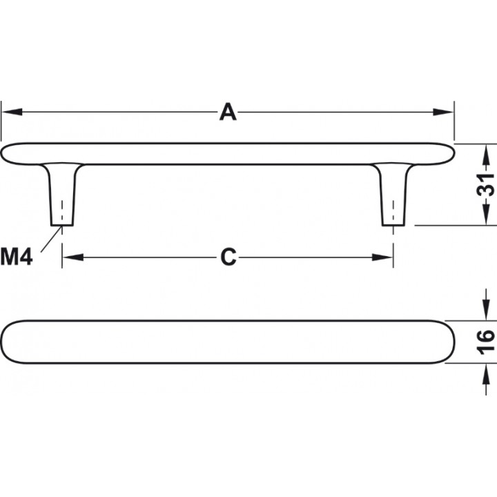 Hafele Deco H2135 Akslı Kulp 160 mm Mat Beyaz