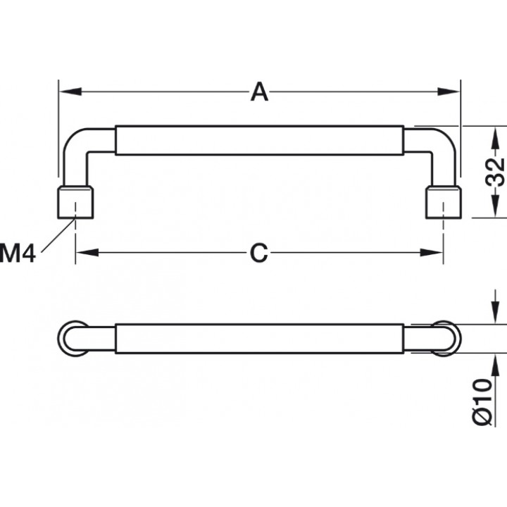 Hafele Déco H2305 Akslı Kulp 160 mm Mat Siyah
