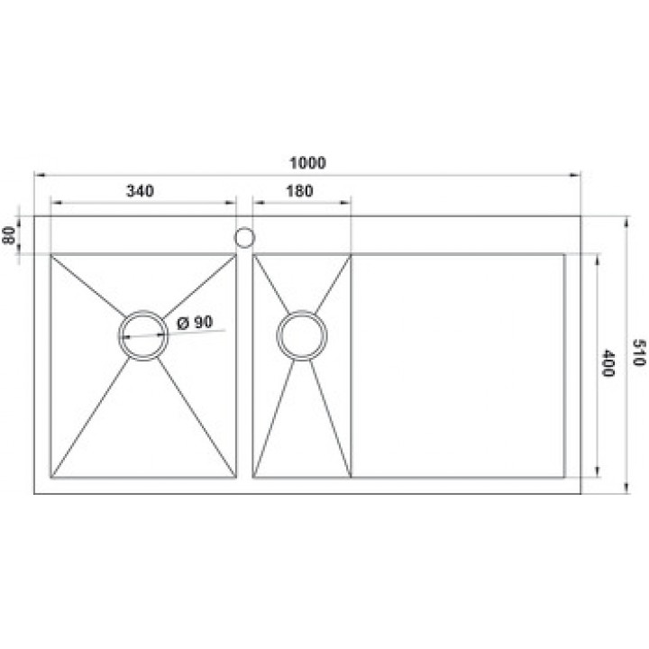 Hafele Novara Plus 02 1,5 Gözlü Sağ Damlalıklı Paslanmaz Çelik Eviye 1000x510 mm