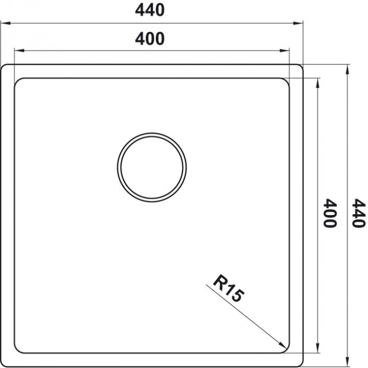 Hafele Velora 40 Eviye, Paslanmaz Çelik Parlak 440x440mm