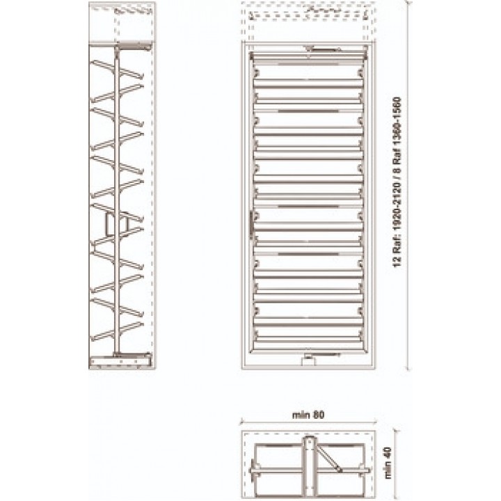 Hafele MAGIC III Çekilebilir Ayakkabılık 12 Raf 1920–2120 mm Antrasit