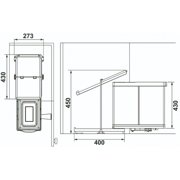 Hafele ENVIRO DOUBLE 14 + 14 Litre Dolap İçi Çöp Kovası Antrasit