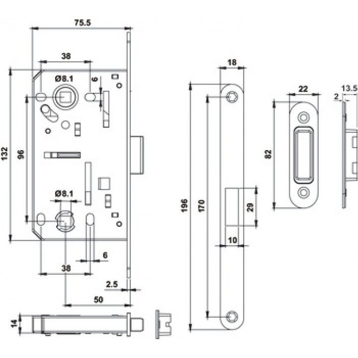 Hafele H50 Manyetik Kilit, Wc 50/18mm Parlak Krom