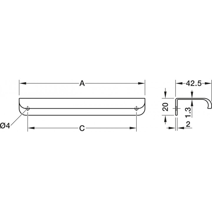 Hafele Deco H2550 Entegre Kulp 64 mm Mat Siyah