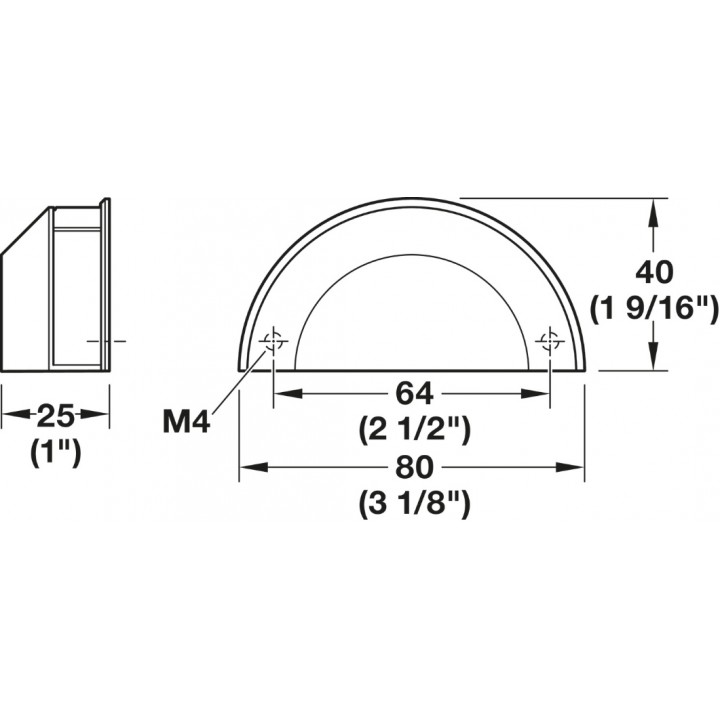 Hafele Deco H2315 Kabuk Kulp 64 mm Paslanmaz Çelik
