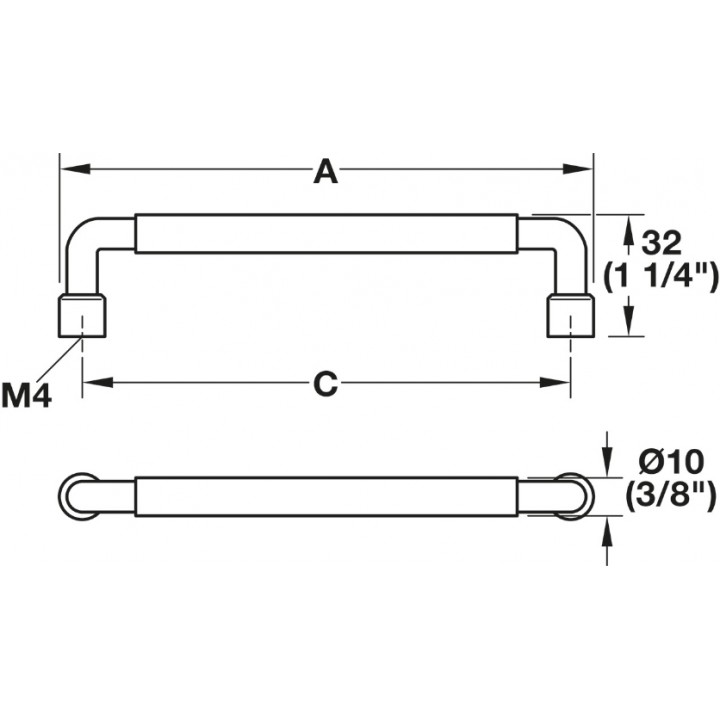 Hafele Déco H2305 Akslı Kulp 160 mm Mat Siyah